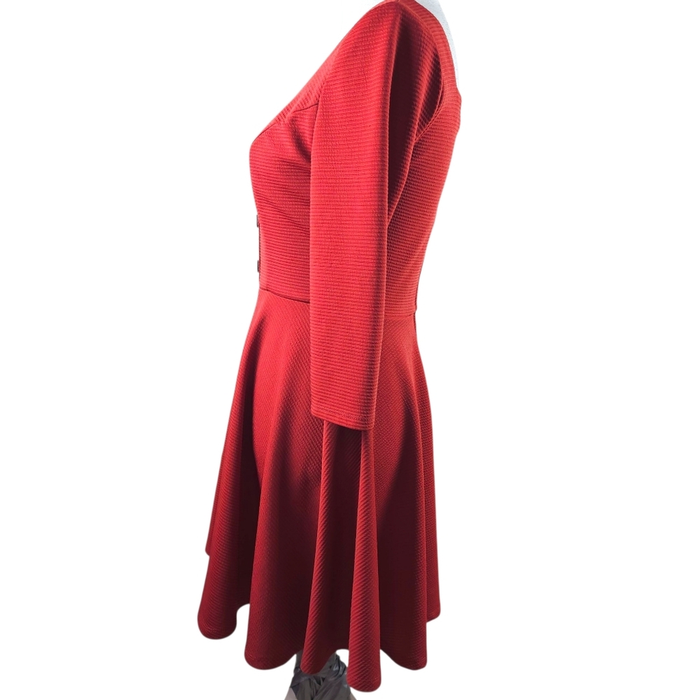 Mi Ami Francesca's Retro 60' Ribbed Fit & Flare Dress In S - Picture 4 of 6